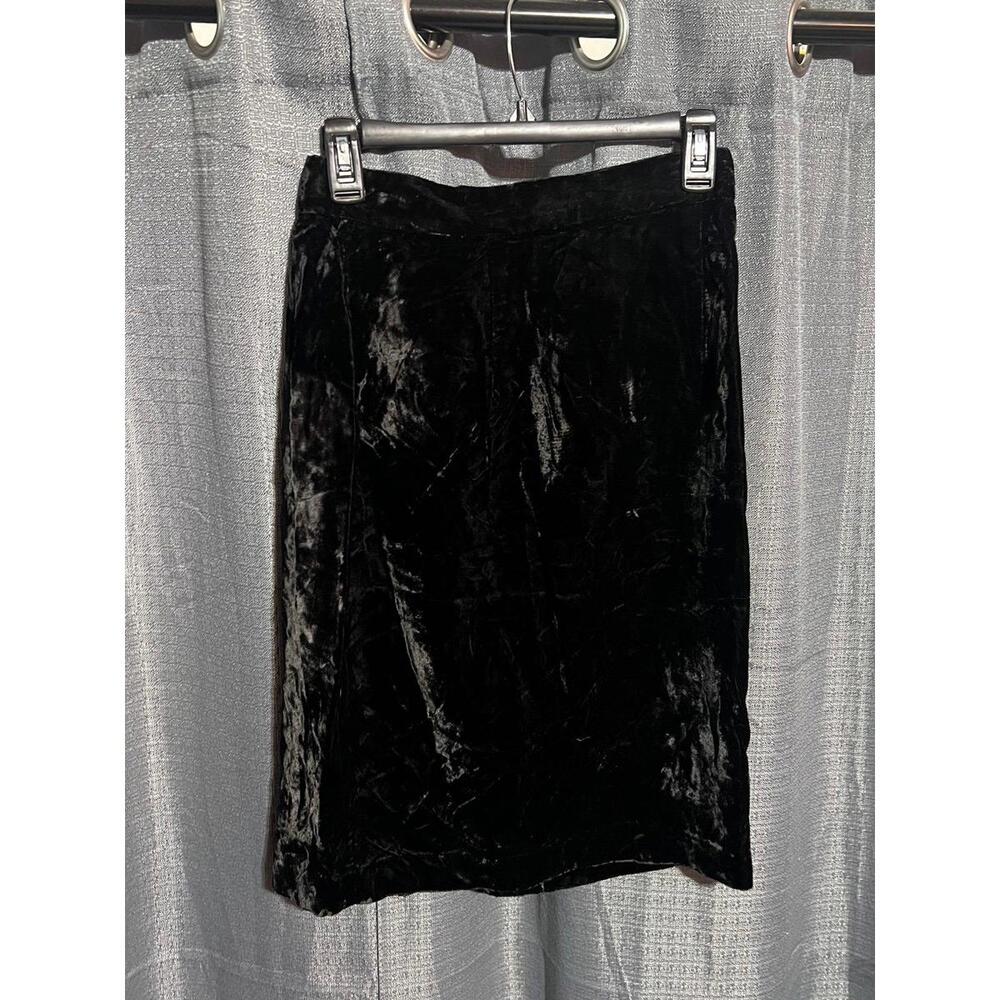Vintage black velvet crush skirt made in USA size 8